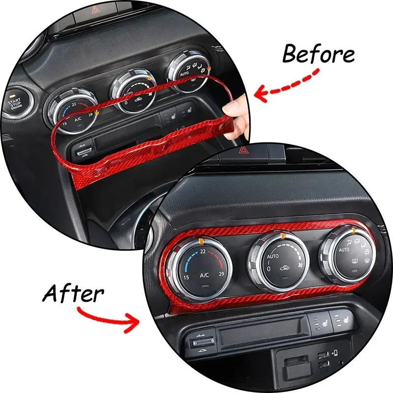 Center Air Conditioning AC Climate Control Button Panel Cover For Mazda MX-5 ND Miata 2016-2026 MX5 Roadster Trim Carbon Fiber 5