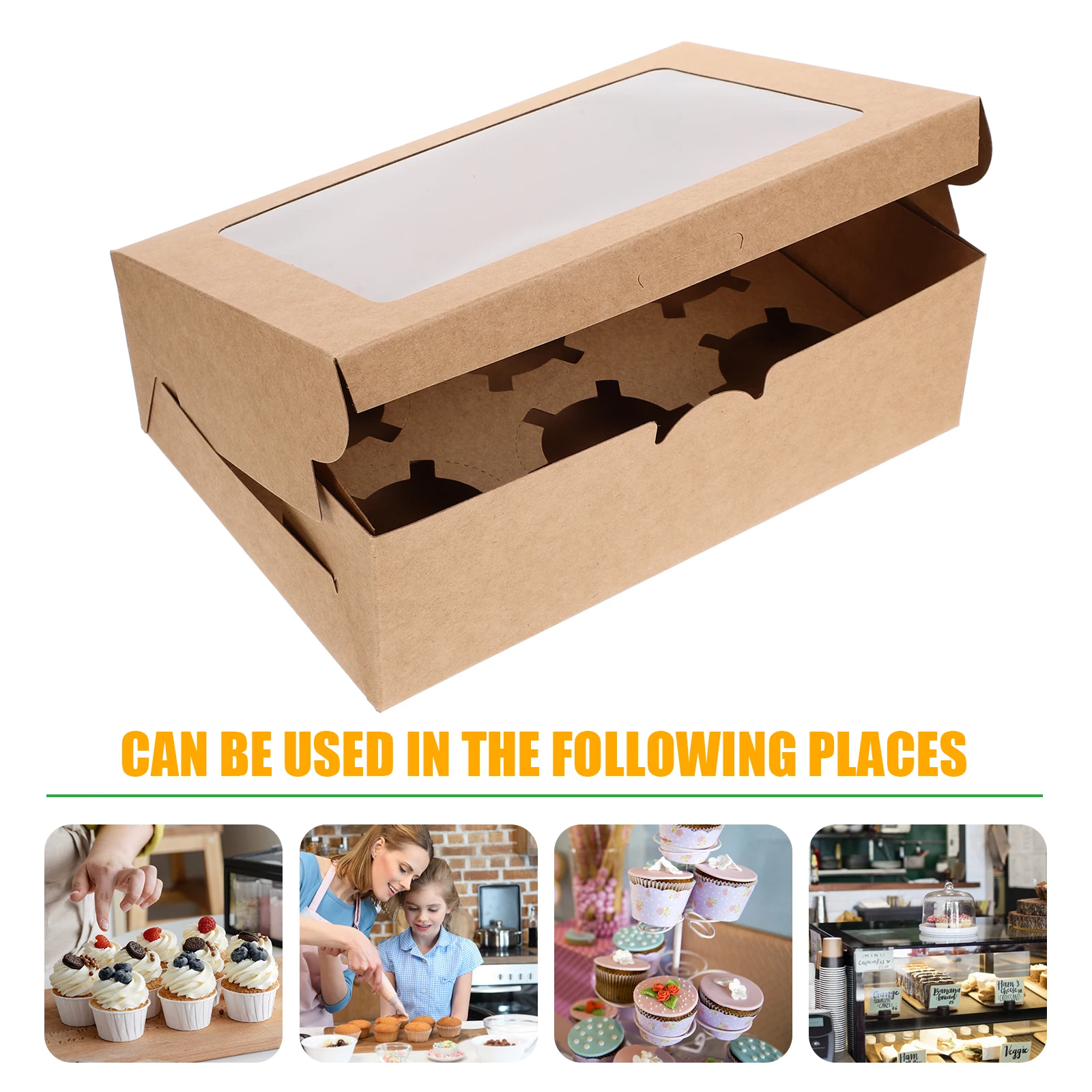 

10 Pcs Transparent Bakery Pastry Box Small Cookie Boxes Cupcake Carrier with Window Cases for Baking