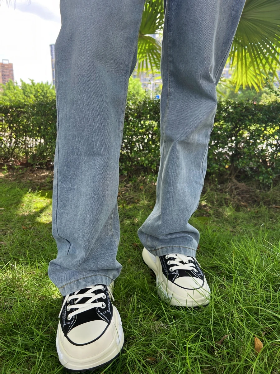 

Светло-голубые мужские джинсы прямого кроя, модные свободные широкие брюки, повседневные универсальные длинные брюки в стиле ретро, американский стиль, молодежная мода