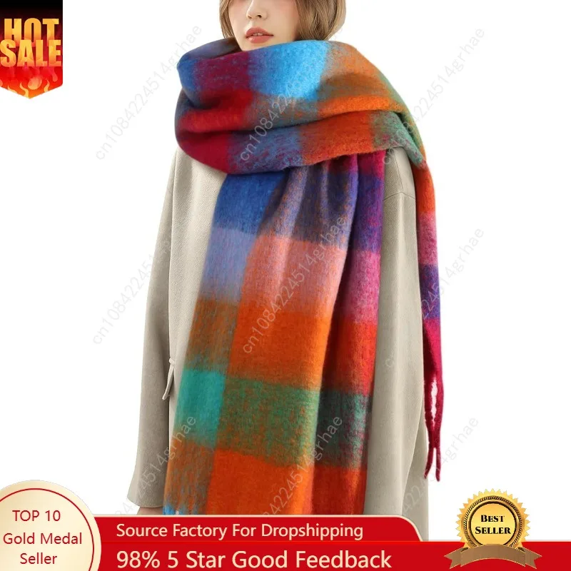 

Women's Fall Winter Scarf Scarves for Women Gifts Plaid Blanket Scarf Soft Chunky Large Blanket