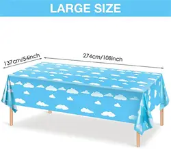 Blue Sky White Clouds Party Supplies Tablecloth for Kids Disposable Table Cover Favor Cartoon Story Birthday Festival Decoration