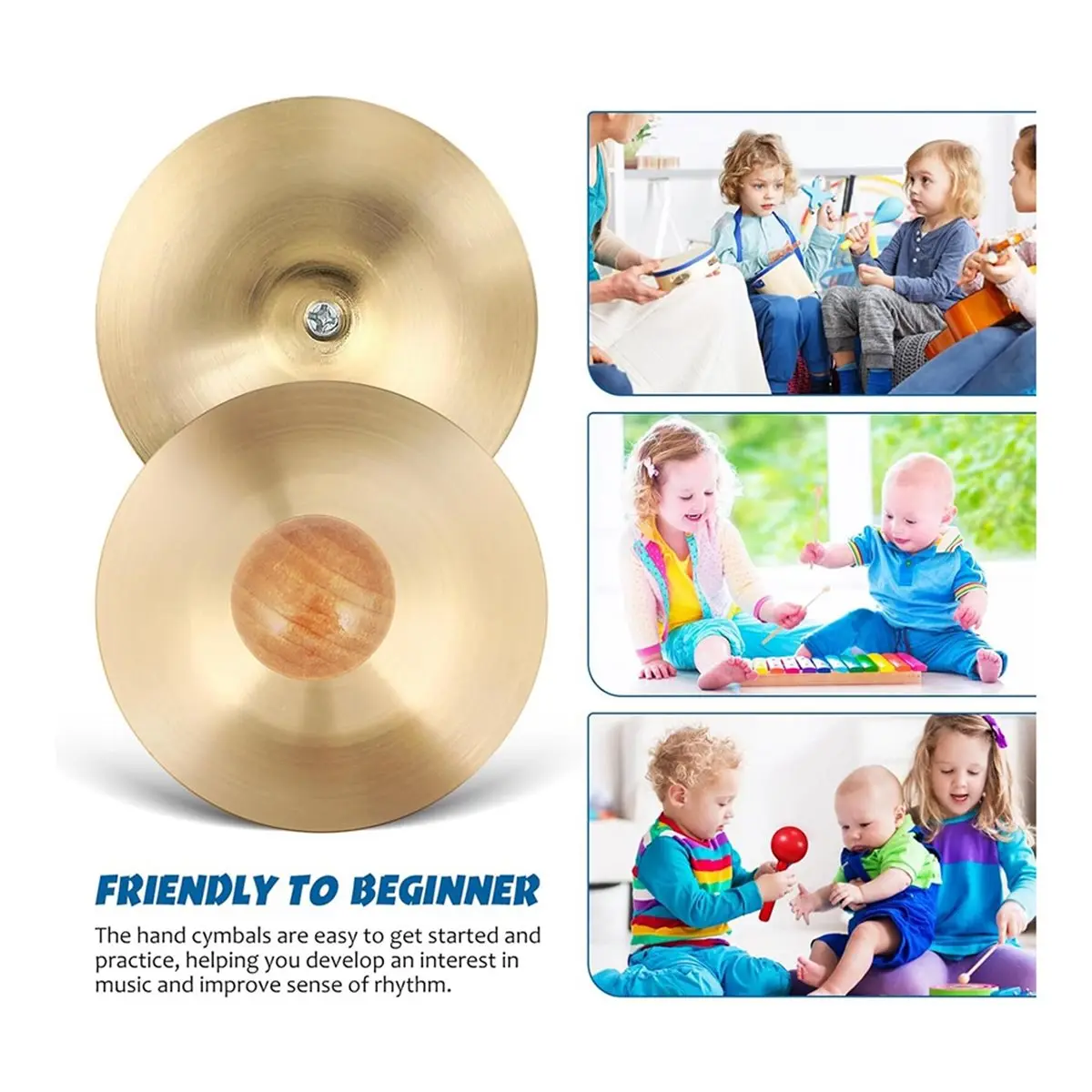 1 ペアフィンガーシンバル 7 センチメートル/2.75 インチ真鍮ミニハンドシンバルハンドヘルド練習ドラム子供用ミュージカルオルフ楽器