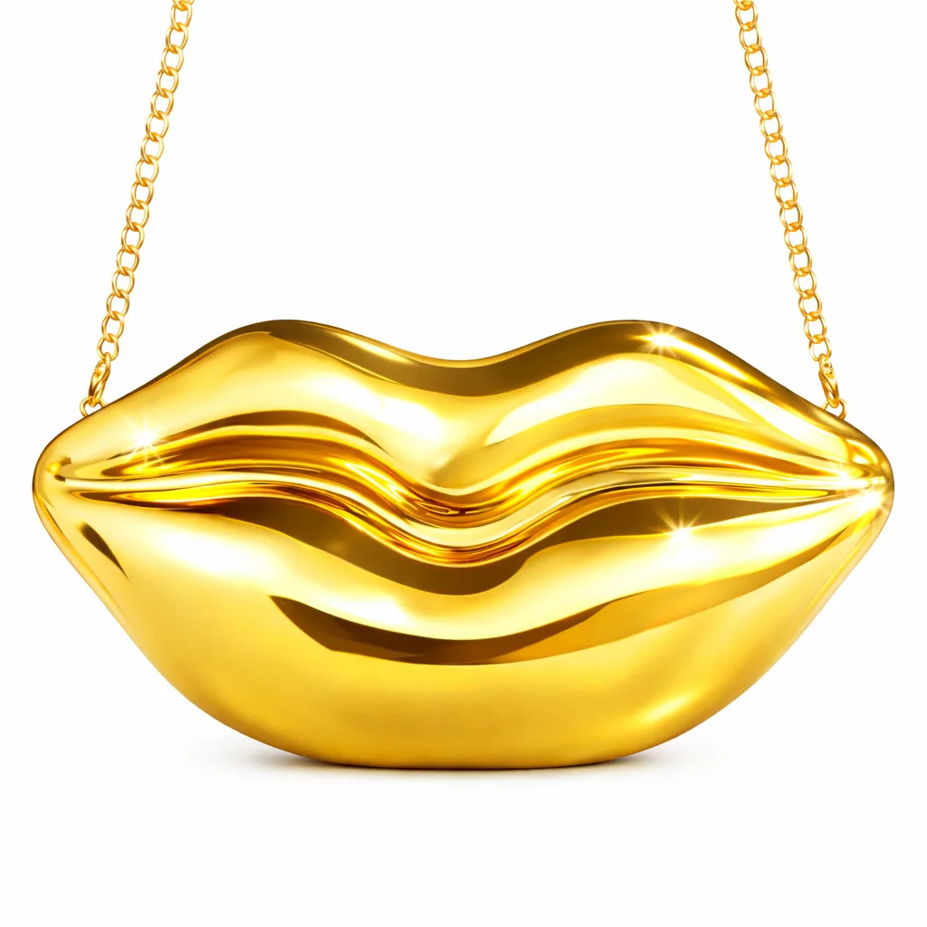 Gilded Lip Electroplated Handbag Shoulder Bag Shiny Design Fashionable Ladies Clutch for Dinner Party Eye Catching and Portable