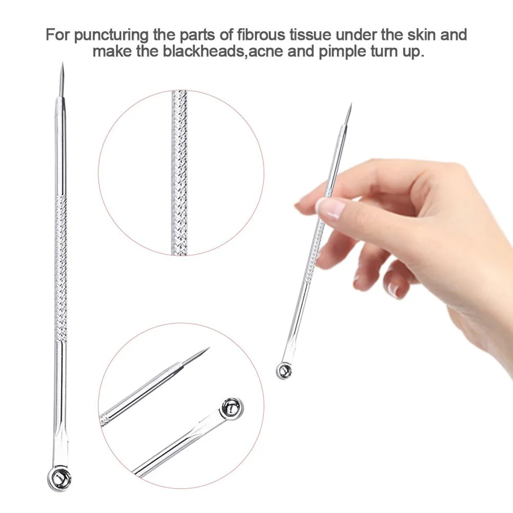 

1 Set Blackhead Removal Needle Stainless Steel Silver Facial Cleansing Tool Acne Extraction Kit Portable Storage Case All Skin