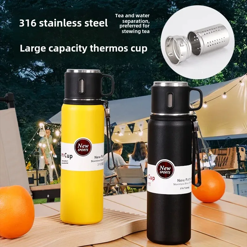 New Large Capacity 316 Stainless Steel Insulated Thermal Cup Portable Outdoor Sports Water Bottle Car Travel Mug Wholesale