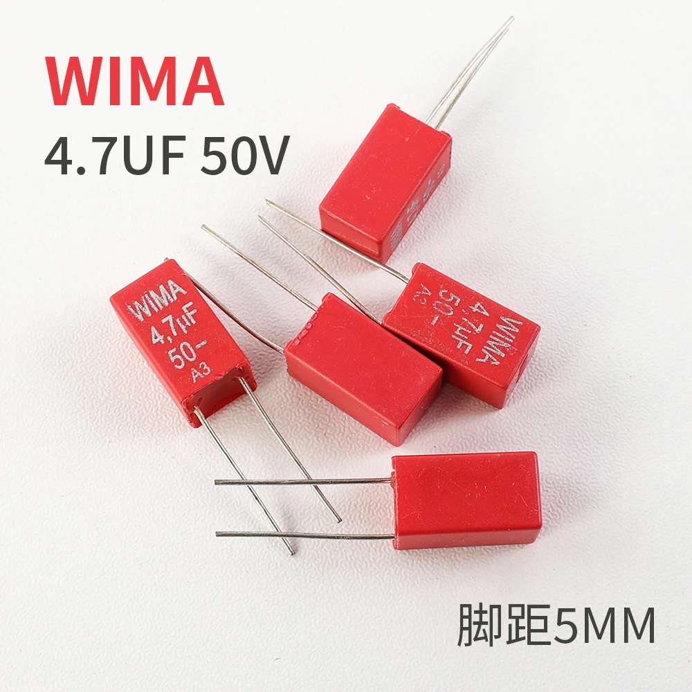 10 Pieces 4.7UF 50V Stepless Audio Coupling Capacitor Film Capacitor