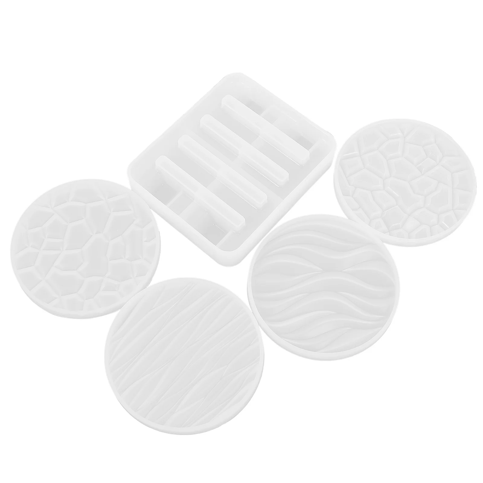 1Set Crystal Epoxy Resin Coaster Molds Silicone DIY Casting Mold Kit Coaster Stand Holder Mold Reusable Cup Mat Making Trays