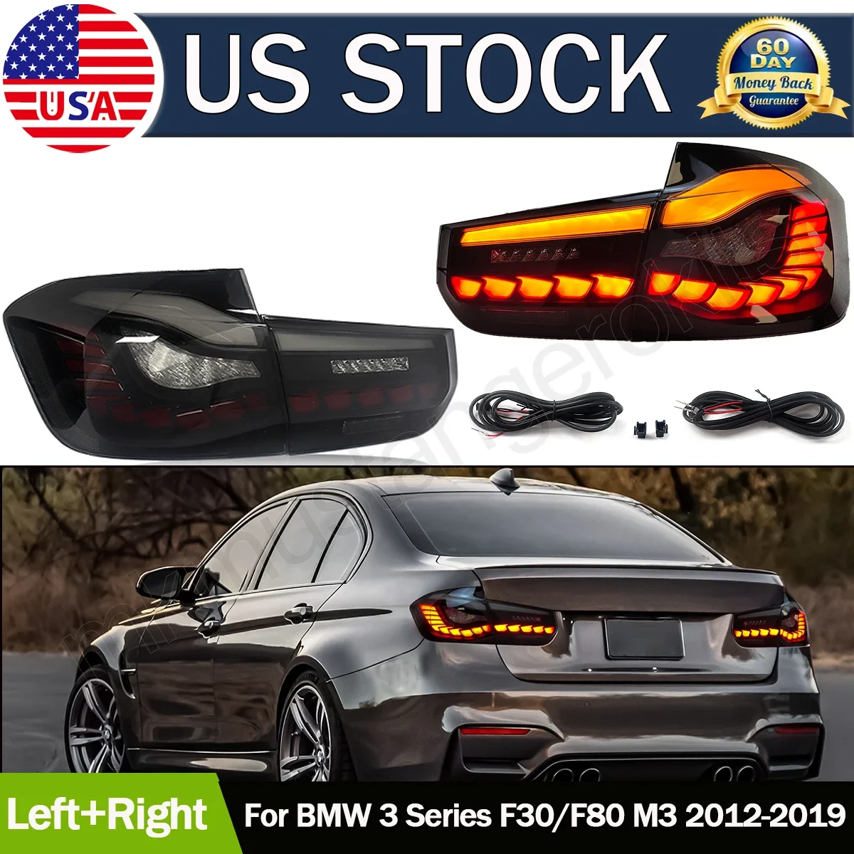 For BMW 3 Series F30 F35  F80 Car LED Taillight Tail Light Rear Running Lamp + Brake + Reverse + Dynamic Turn Signal 2013-2018