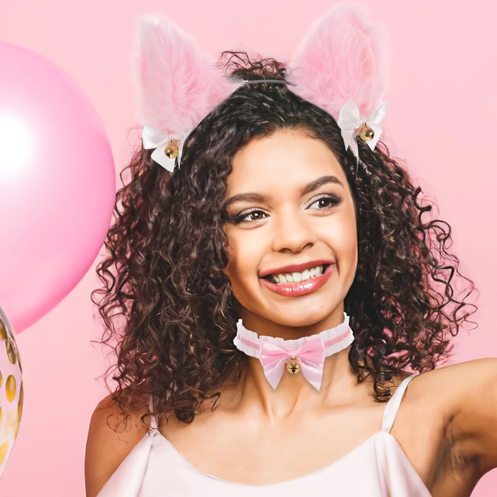 

Cat Ears Headband Kitten Hairband Party Props Goth Necklace Decors Cosplay Costume Accessories Pvc Hairbands Animal Ear Headband