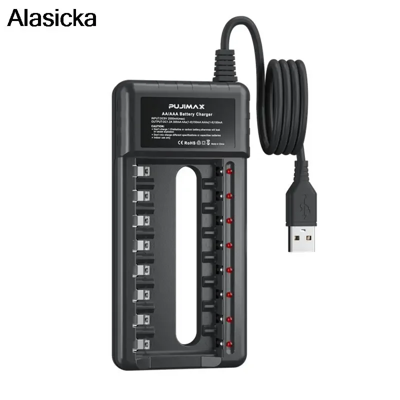 8 Slots EU Cable Intelligent Battery Charger  For AA/AAA Ni-Cd Rechargeable Batteries For Remote Control Microphone Camera