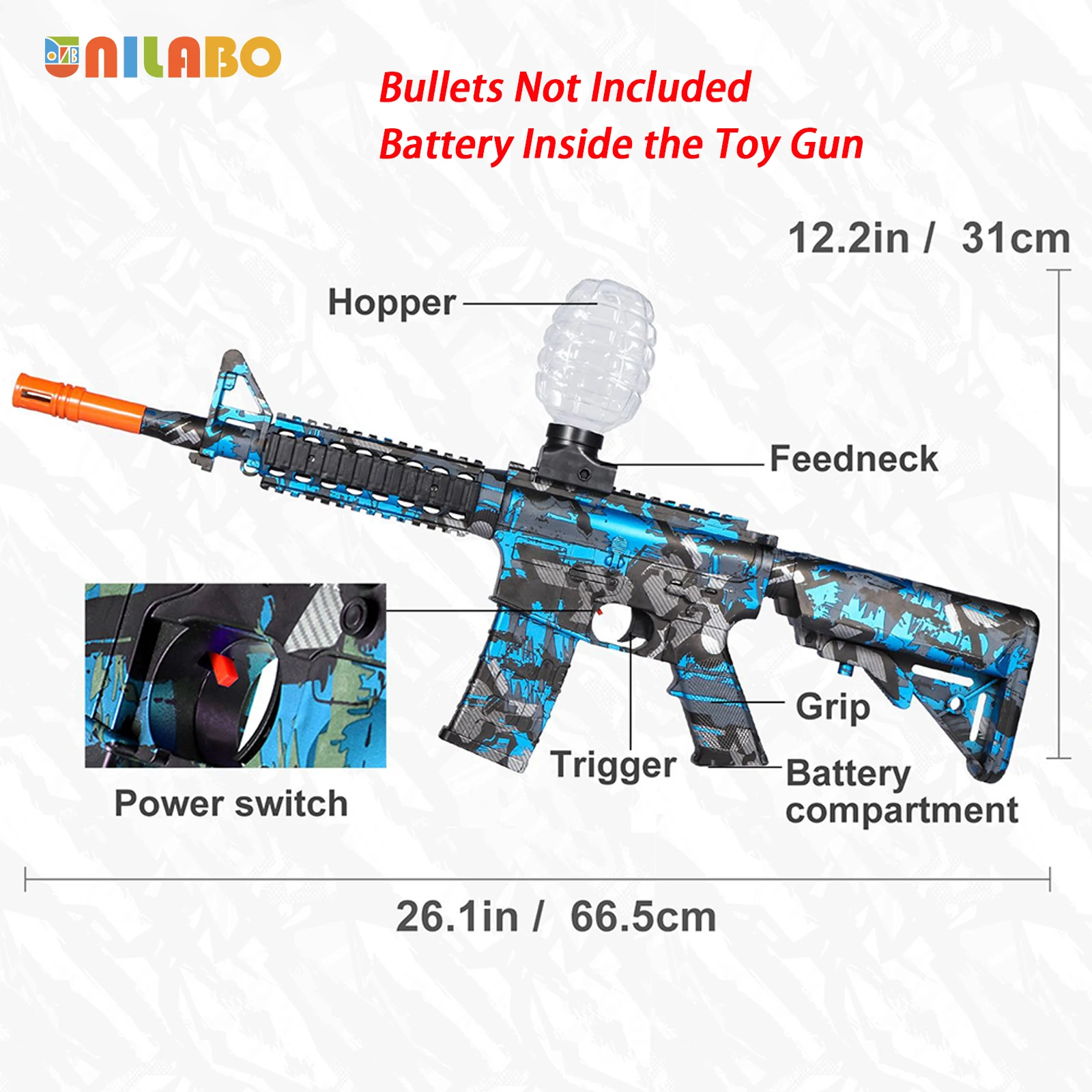 M4A1 電動ゲルボールブラスターおもちゃの銃、高速充電式、夏の屋外楽しい、家族のプール/バーベキューゲーム、ギフト (弾丸なし)