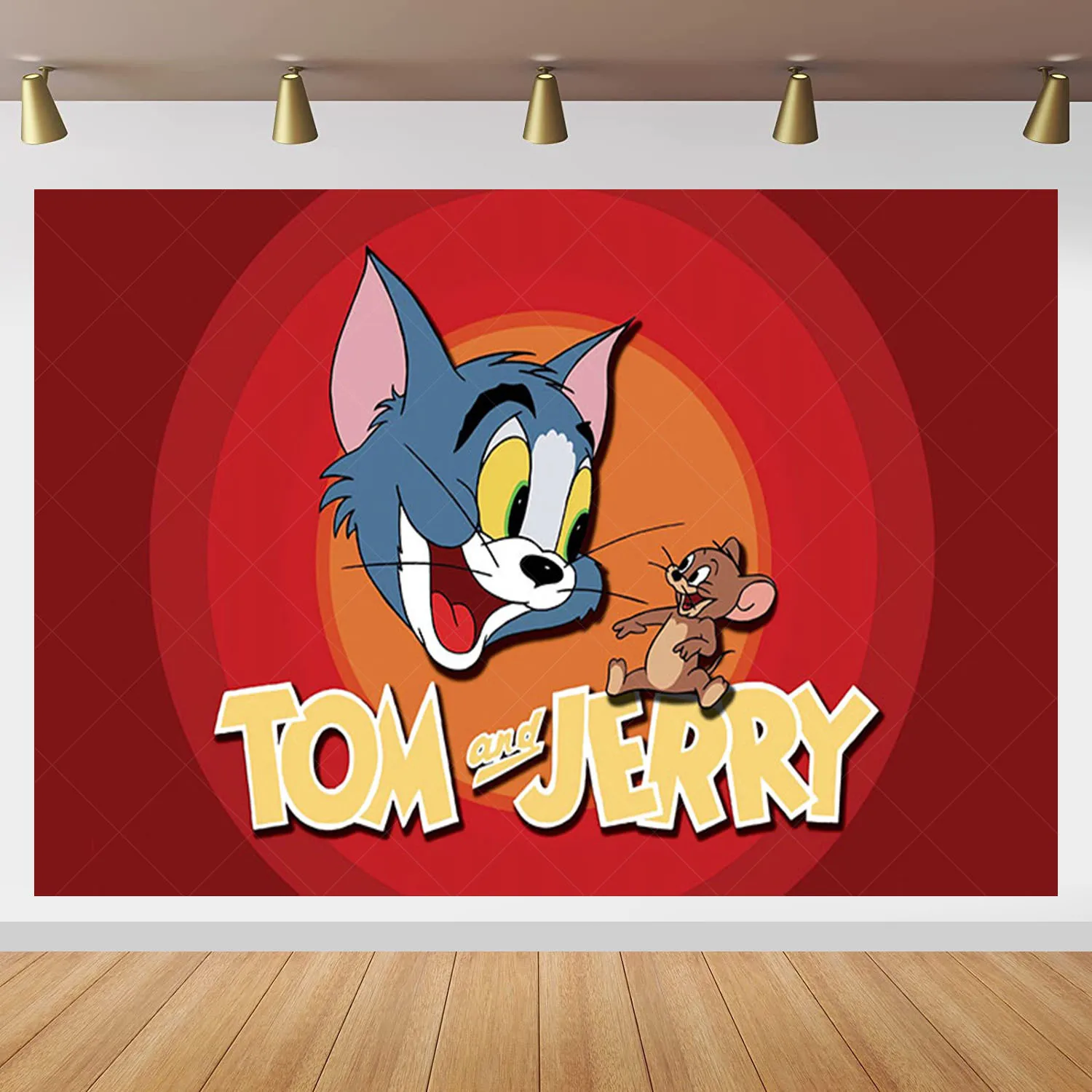 Disney Tom Cat and Jerry Mouse Backdrop Kids Birthday Decoration Background Vinyl Polyester Photography Decor Props