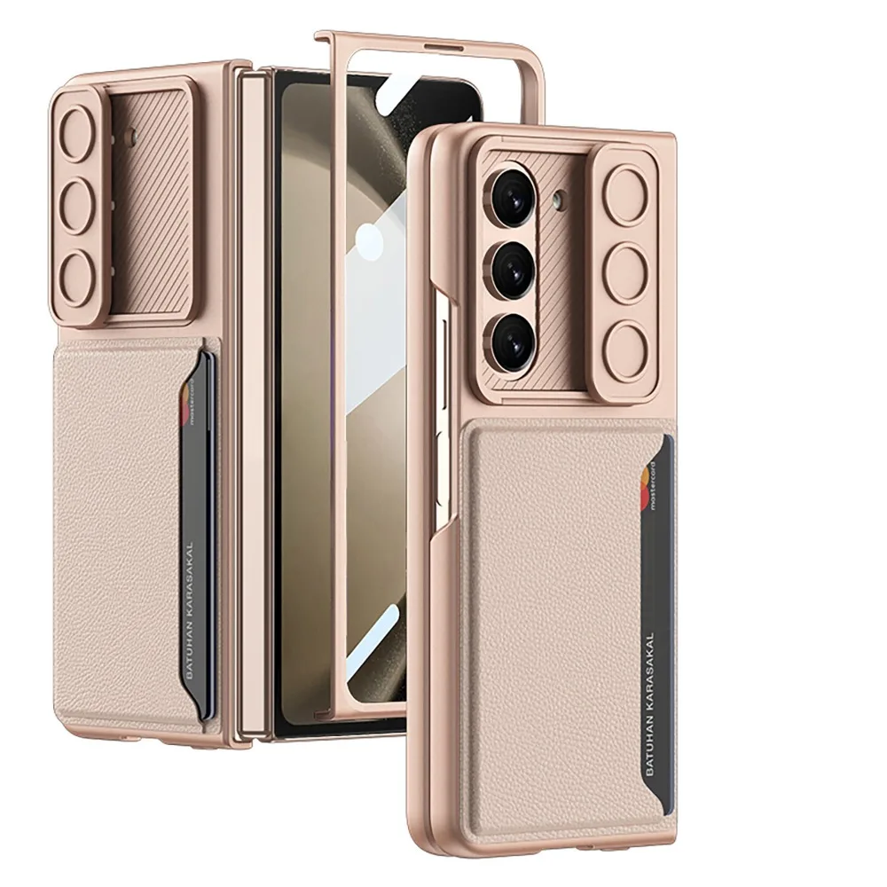 

Чехол для телефона Luxury Slide Window Samsung Z Fold 5 с держателем для карт Легкий Z Fold 5 с закаленным чехлом G