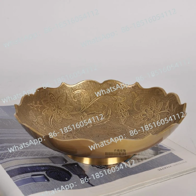 

Латунная тарелка с фруктами в стиле ретро, закуска, конфетный ключ для гостиной, маленькая тарелка, свет, роскошное европейское украшение для дома