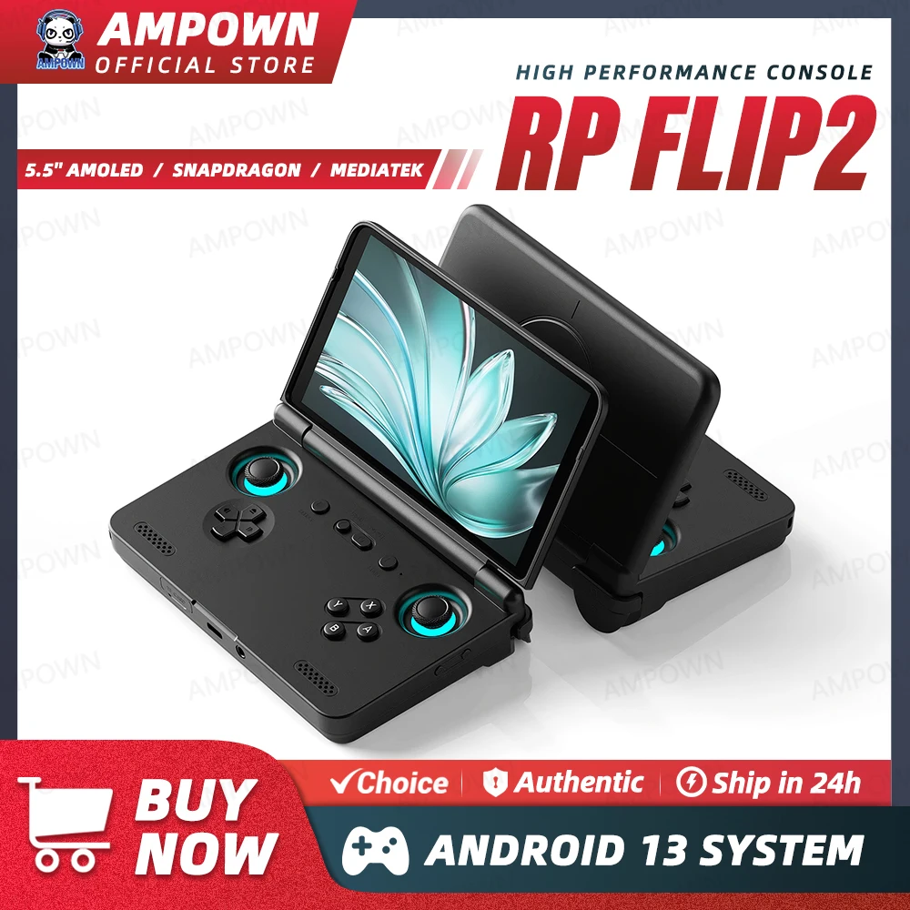 

Retroid Pocket Flip2 Handheld Game Console AMOLED Screen Video Output Snapdragon Processor Active Cooling Android System Flip 2
