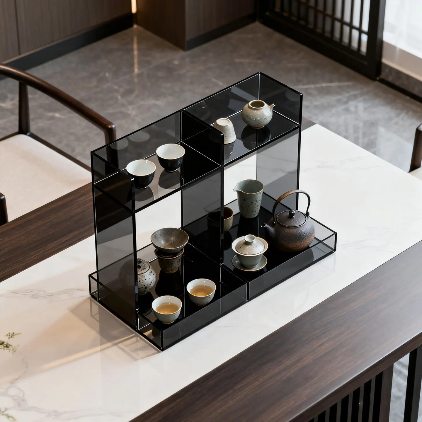 Teacup rack Acrylic Bogu Tea room Teapot storage  Simple modern teahouse Duobao Pavilion antique