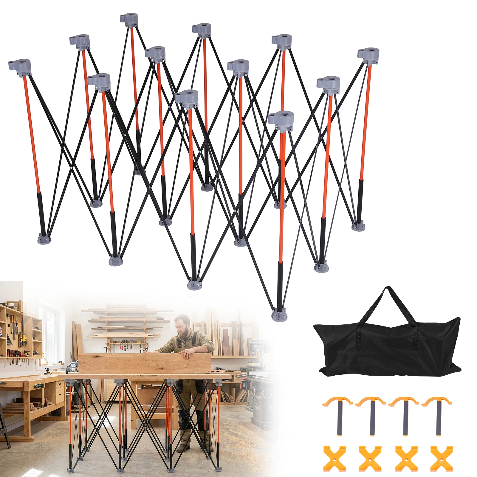 36 Inch Portable Folding Workstand with Carry Strap Collapsible Workbench