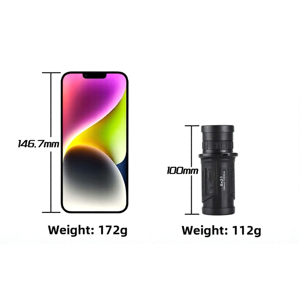 6/8x21 Wide-angle Monocular Telescope Nitrogen Waterproof Portable Ultralight HD Compact Black Monocular Clear Optics Accessory
