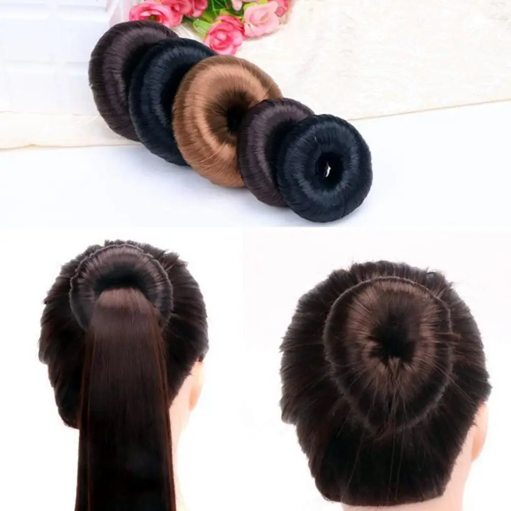 Wig bunga Bud kepala keriting rambut sintetis, alat rambut pengeriting donat tali rambut ekor kuda, putaran rambut ajaib wanita