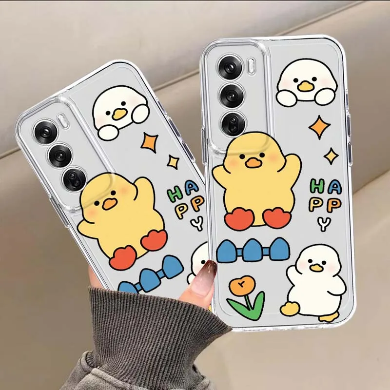 Duck Cartoon Cute Anime Art Case For OPPO A11 A16 A55 A56 A57 A72 A52 A73 A74 A54 A76 A78 Find X5 X6 X7 Ultra Pro 5G Transparent view 4