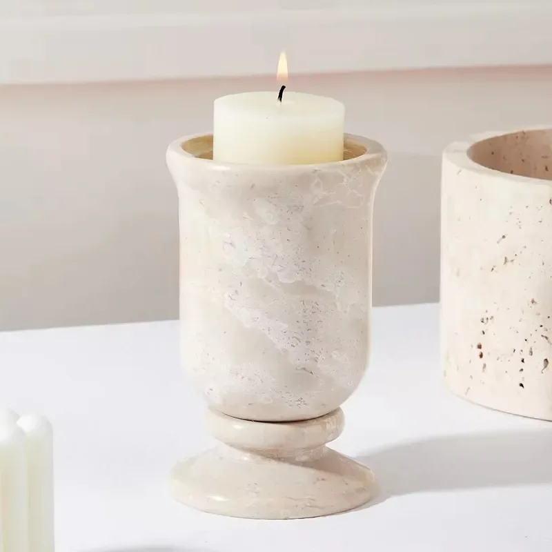Modern Minimalist Natural Marble Incense Burner Ornament Candlestick Holder Kitchen Home Decor Candlelight Dinner Crafts Gift