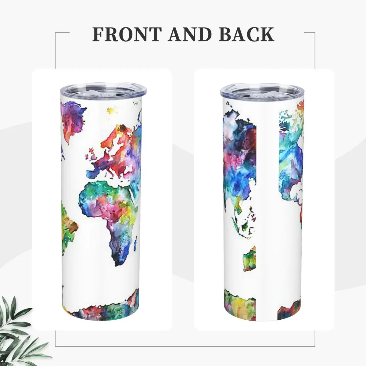Watercolor World M Stainless Steel Tumbler Vacuum Insulated Mugs Thermal Cold Bottle Straw With Lid 20oz