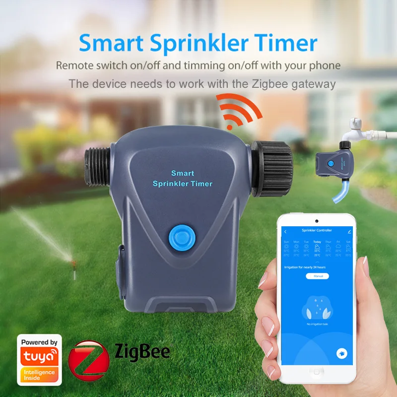 Tuya Smart Zigbee Water Timer Sprinkler Irrigation With Water Metering for Garden Plants Mobile Remote Control