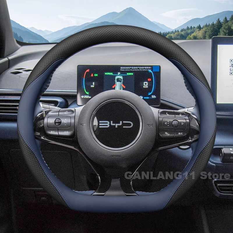 

Car Leather Steering Wheel Cover For BYD Dolphin Mini 2024 2025 Non-slip Auto Steering Wheel BYD Dolphin Mini Accessories 2025