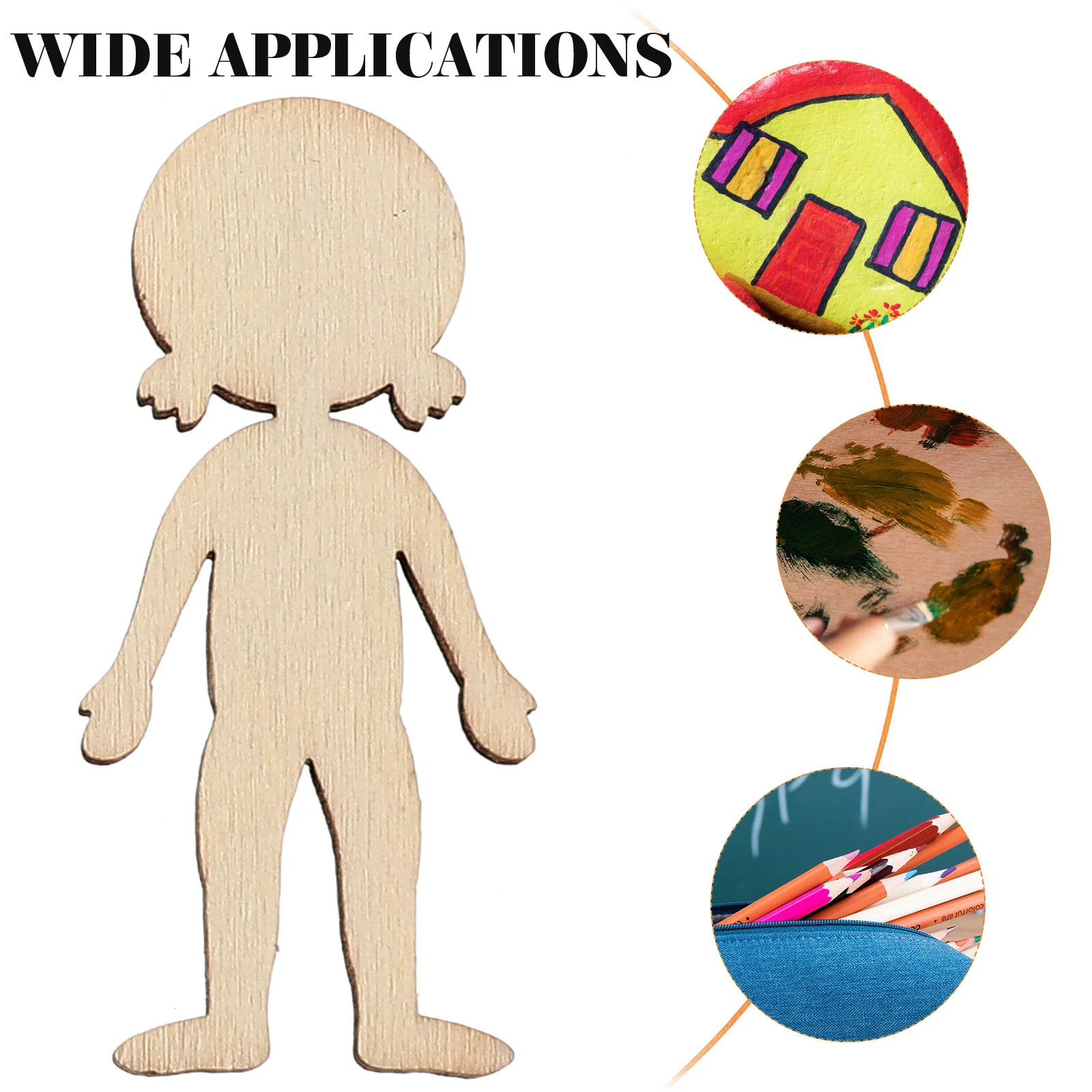 50 Pcs Cutouts Unfinished People Shaped Craft Blocks Hand-painted Figure Chip Woody Toy Paper