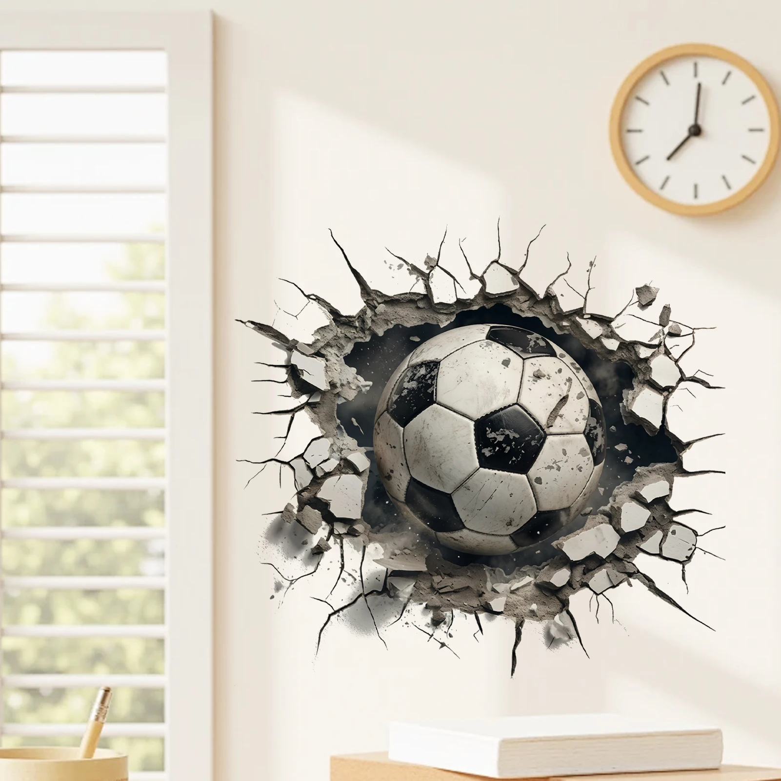 Autocollants décoratifs pour la maison sur le thème du football avec effet visuel 3D, adaptés à la décoration des chambres, autocollants muraux exquis pour le salon