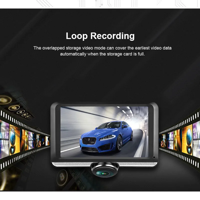 Driving Recorder 5-Inch 360-Degree Panoramic Dual Camera Rear View Camera Parking Mode Looping Record Car Driving Recorders