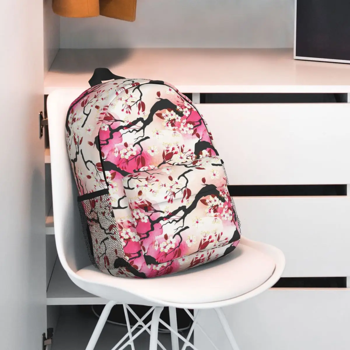 Blooming Sakura Branch Cherry Blossom Japanese Flower Backpack Daypack Large Capacity Boy Girl BookBag Shoulder Bags School Bag