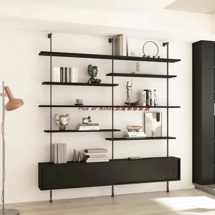 Wall rack black wall-mounted storage rack multi-layer bookshelf background wall open decorative partition wall