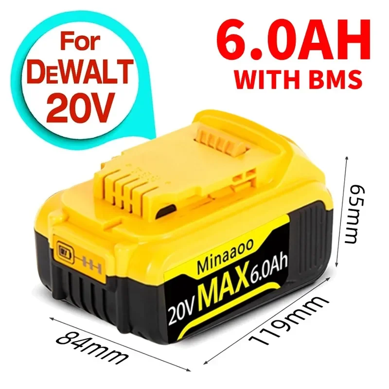 For DeWalt DCB205 18V/20V Max DCB204 Replacement Lithium Ion Battery DCB205 DCB180 DCD985B DCD/DCF/DCG Series with charger