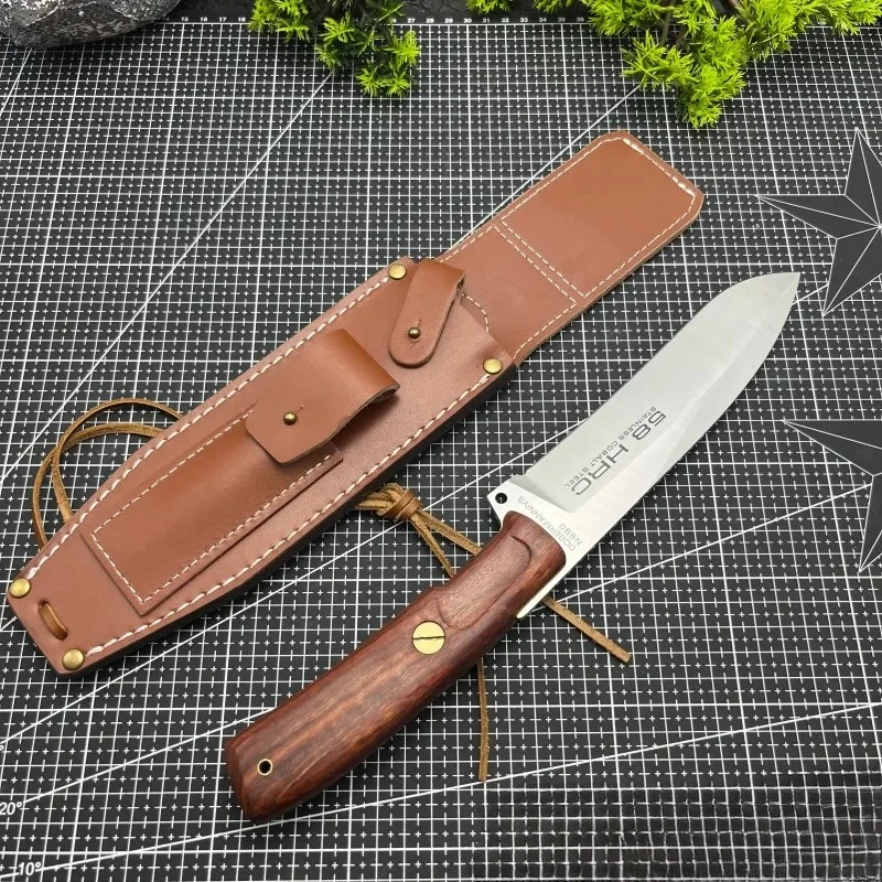 프리미엄 야외용 고경도 직선 나이프 캠핑용 목재 절단 사냥 다기능 날카로운 생존 나이프