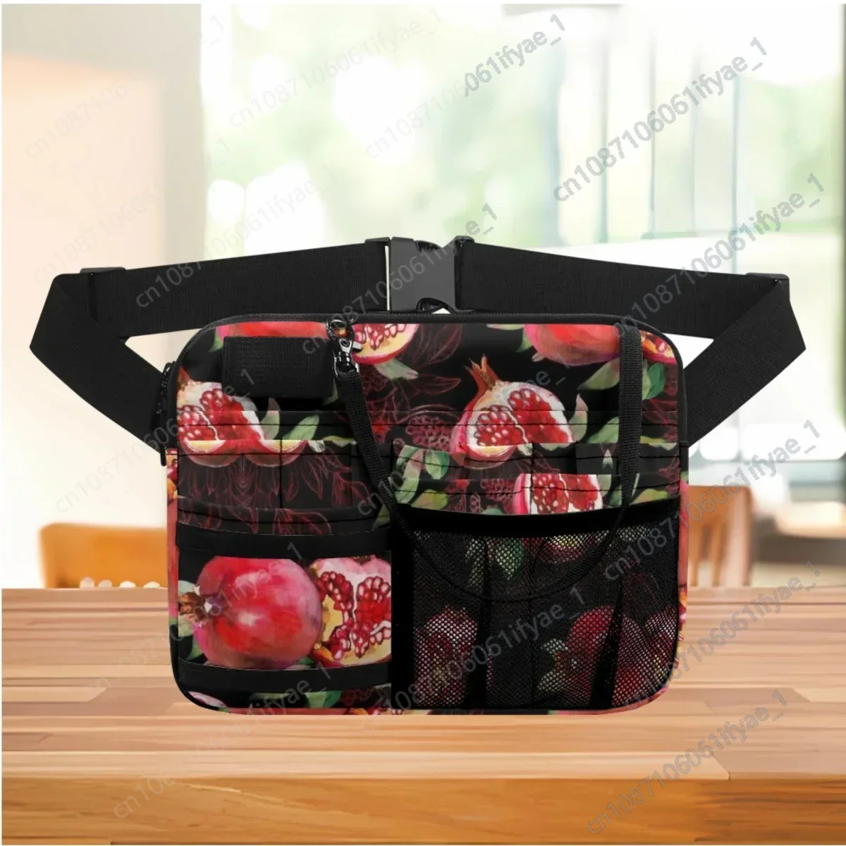 Luxury Pomegranate Flower Design Ladies Waist Bag Portable Nursing Organizer for Stethoscopes Bandage Scissors Medical Supplies