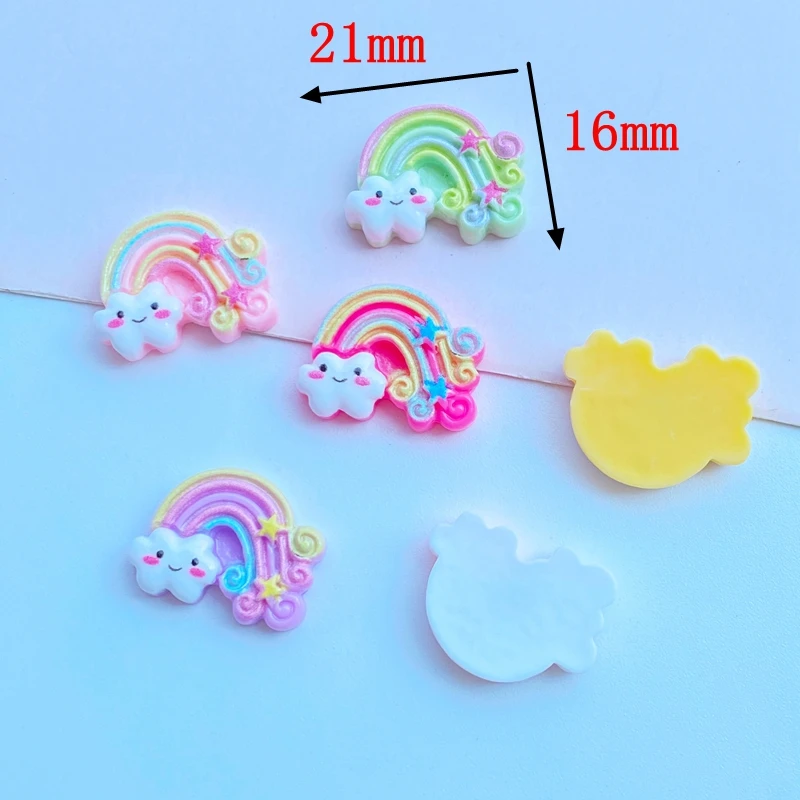20Pcs New Cute Mini 16*21mm Rainbow Series Flat Back Resin Cabochons Scrapbooking DIY Jewelry Craft Decoration Accessorie