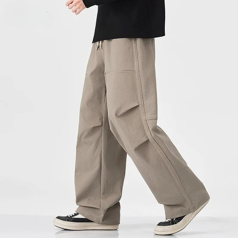

Мужская одежда Осень Зима Широкие брюки Мужские эластичные повседневные свободные брюки Высокое качество со средней талией Мужские прямые мешковатые брюки Y2K