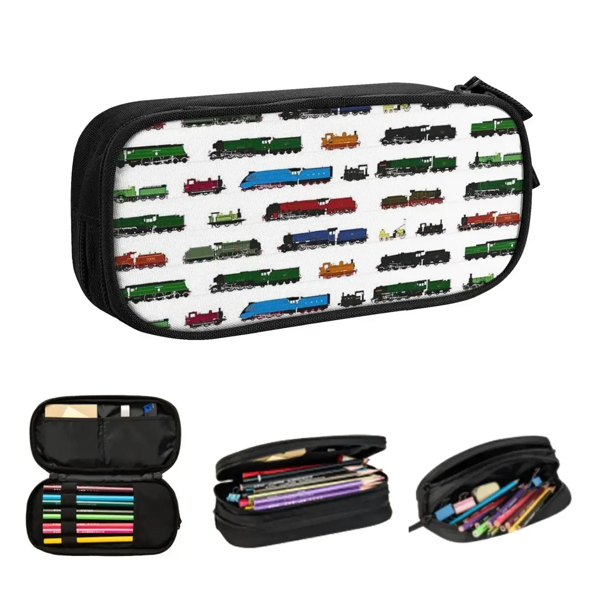 

Iconic British Steam Trains Pencil Cases Large Storage Pen Bags Pen Box Pencil Pouch For Boys Girls Students Stationery Office