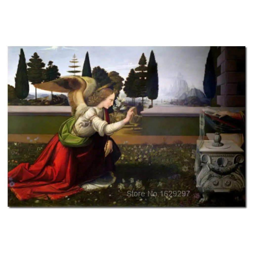 Wall Art Classical Angel Gabriel From The Annunciation Leonardo Da Vinci On Paintings Hand Painted On Canvas Unframed For Decor