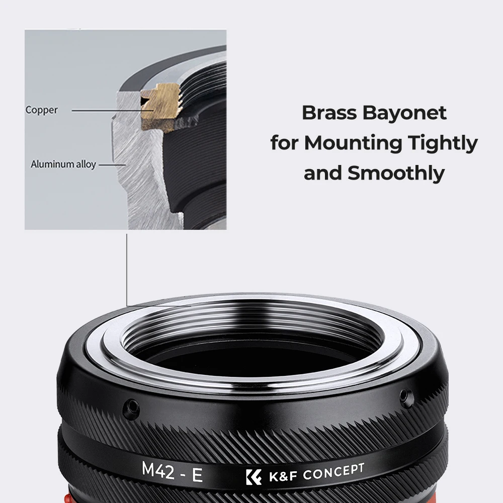 K&F Concept M42-E IV PRO for M42 Mount Lens to Sony E FE Mount Camera Adapter Ring for Sony A6400 A7M3 A7R3 A7M4 A7R4 NEX-F3