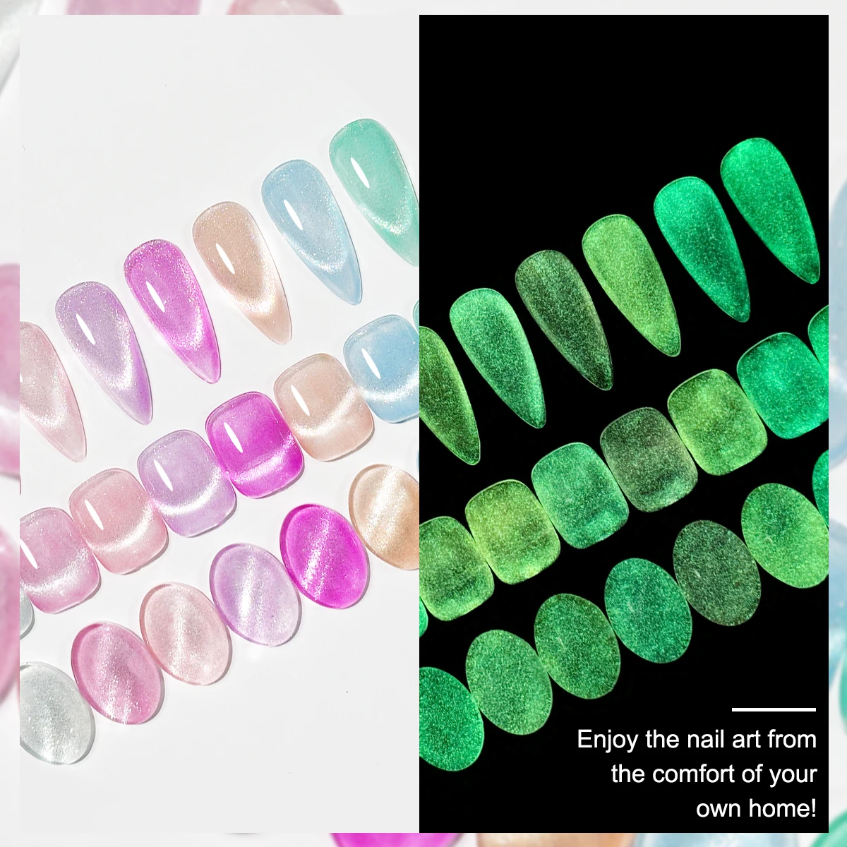 젤 네일 폴리쉬 - 6가지 색상 형광 네온 젤 네일 폴리쉬 UV/LED 글로우 효과 네일 폴리쉬