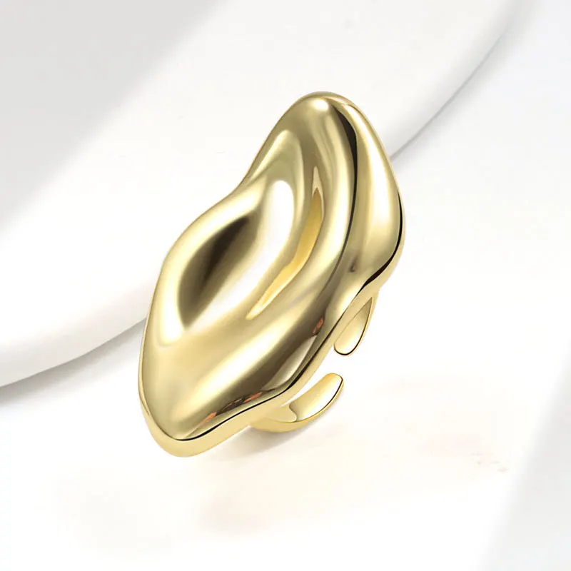 

Retro Exaggerated Irregular Smooth Surface Metal Ring for Women Open Finger Ring Fashionable Jewelry Index Finger Ring
