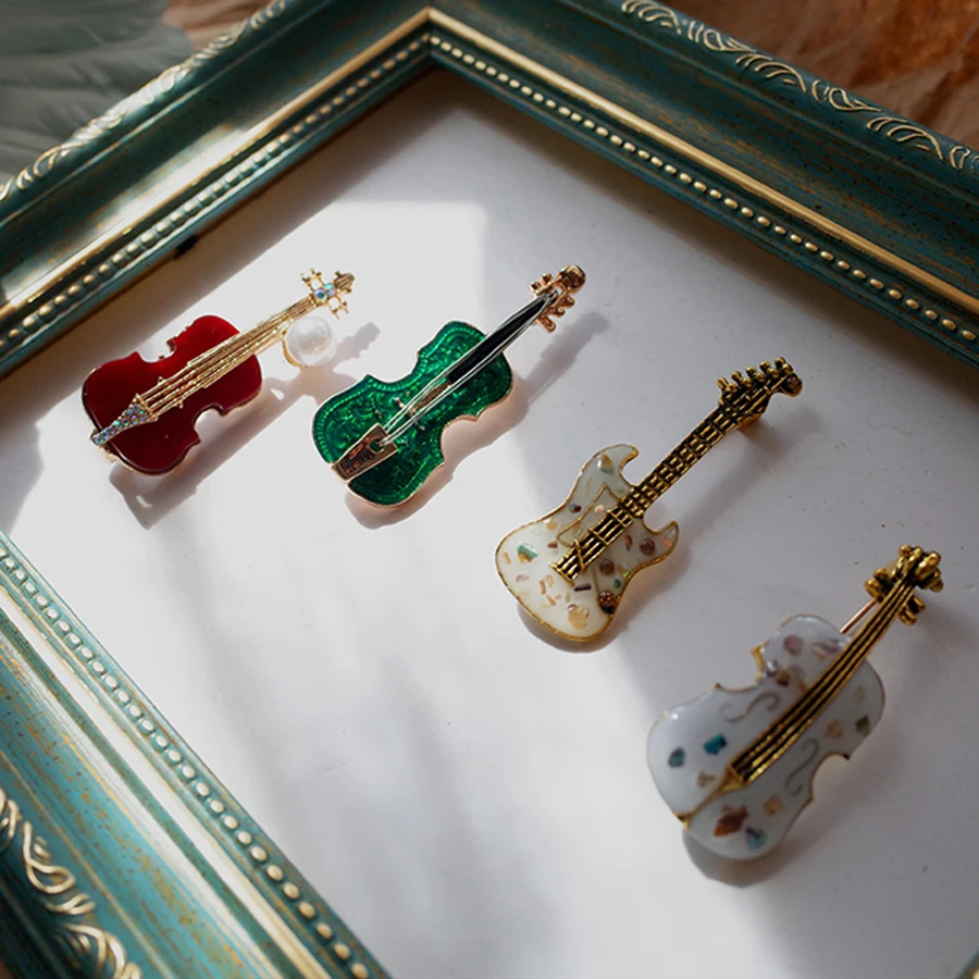 Fashion Musical Instruments  Guitar Violin Cello Piano  for Women Girl Kids Collar Brooch Cap Backpack Suit Pin-