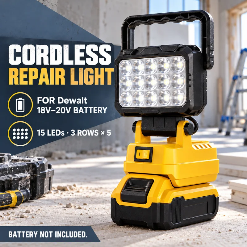 3 Inch LED Work Light FOR Dewalt 18V 20V Battery, Cordless Portable 15 LED Jobsite Lamp with Dual USB and 170 Degree Tilt
