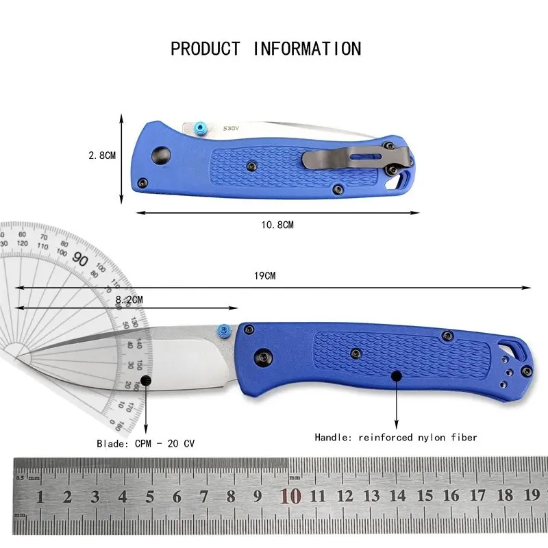 Multi-Color 535 Folding Knife CPM-20CV Blade Reinforced Nylon Fiber Handle Outdoor EDC Camping Hiking Survival Hunting Tools