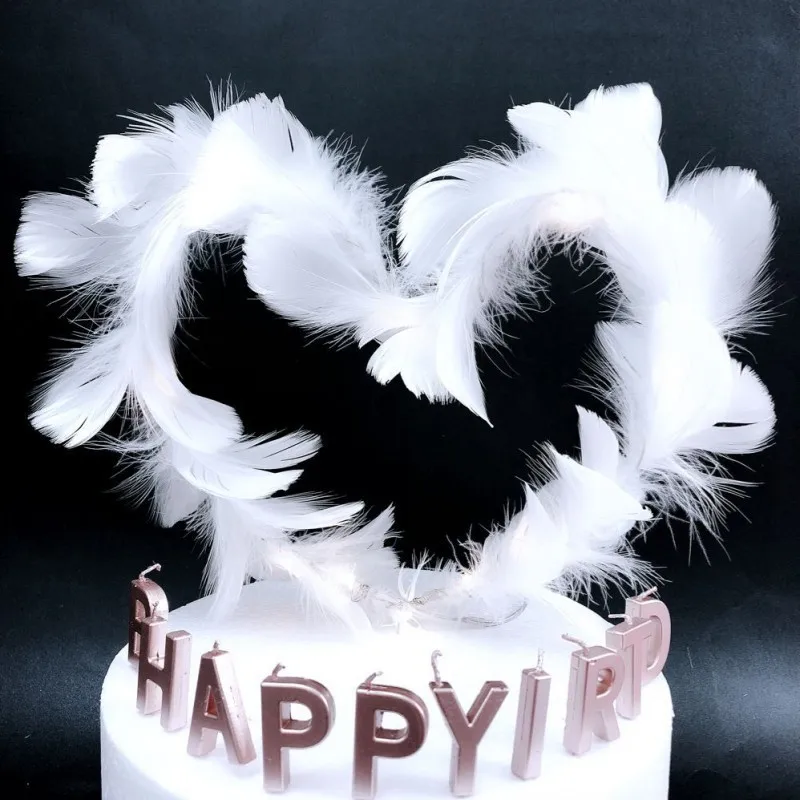 Angel Feather Wing Cake Topper Wedding happy birthday Party cake topper decoration Baking Dessert Cake Top Decoration supplies