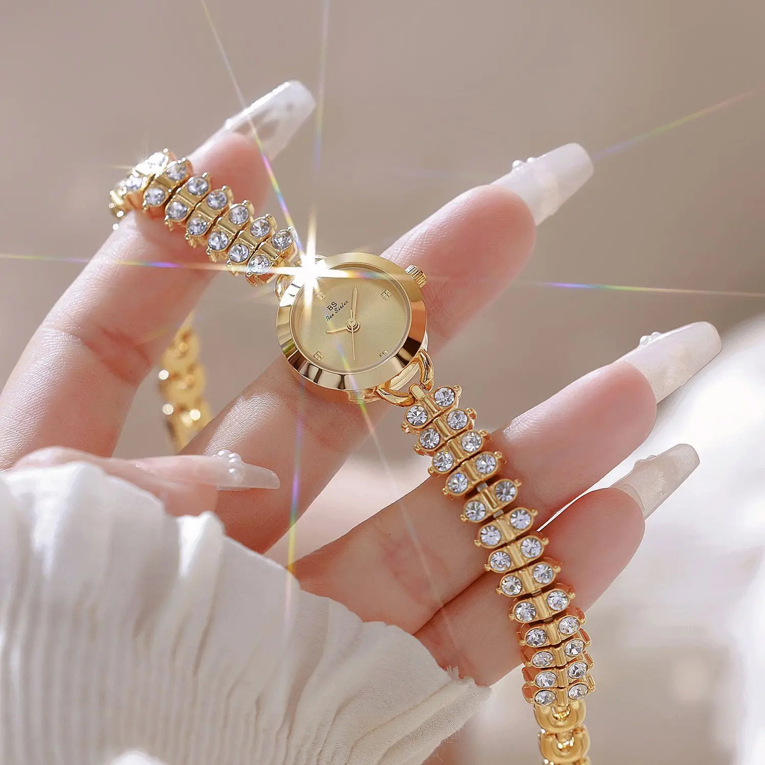 Брендовые женские часы «Пчела сестра», роскошные браслеты, кварцевые высококачественные нежные золотые наручные часы с бриллиантами для женщин, подарок для девочек