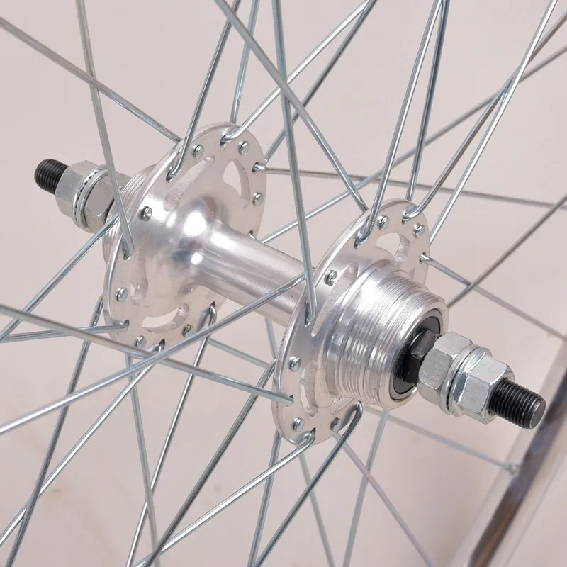 Fixed Gear Bike Retro Silver 700C Wheelset Aluminum Fixie Single Speed Bicycle 25MM High Strength Wheels with Industrial Bearing