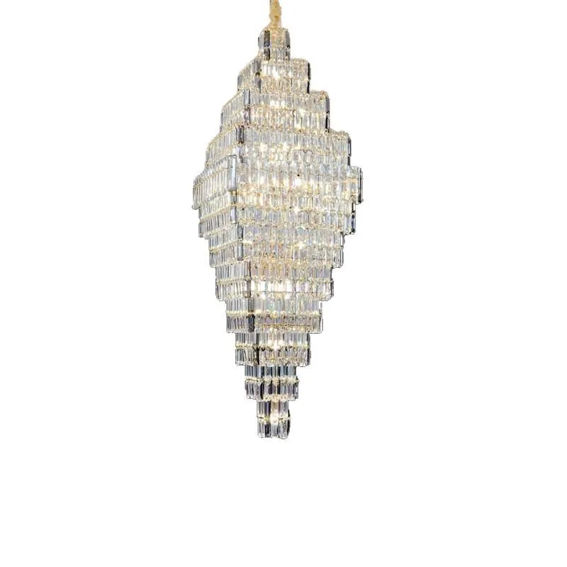 

2025 new villa duplex loft stairs living room hall crystal chandelier sales department hollow